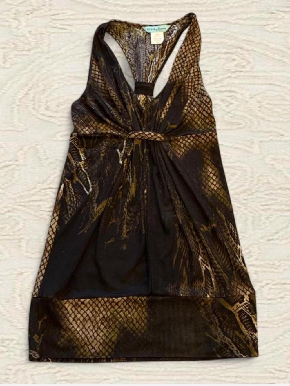 Guess by Marciano Black and Gold Twist-Front Racerback Tank
